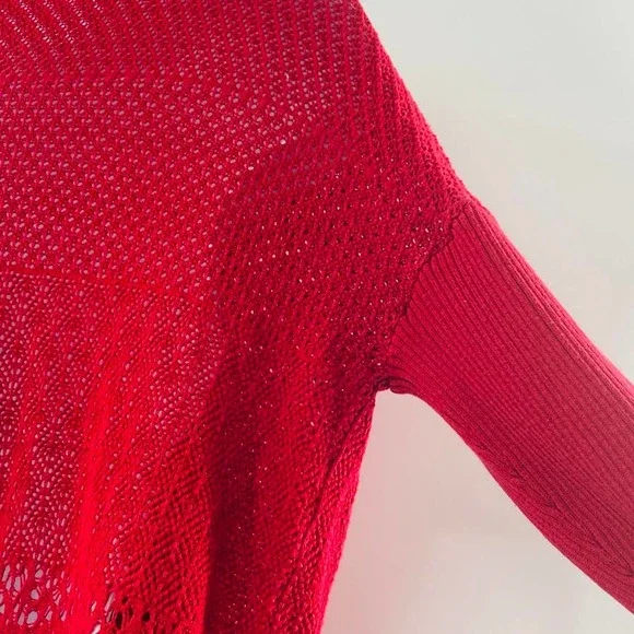 Eileen Fisher Red Silk Blend Knit Open Front Cardigan Sweater Size S - Picture 11 of 13